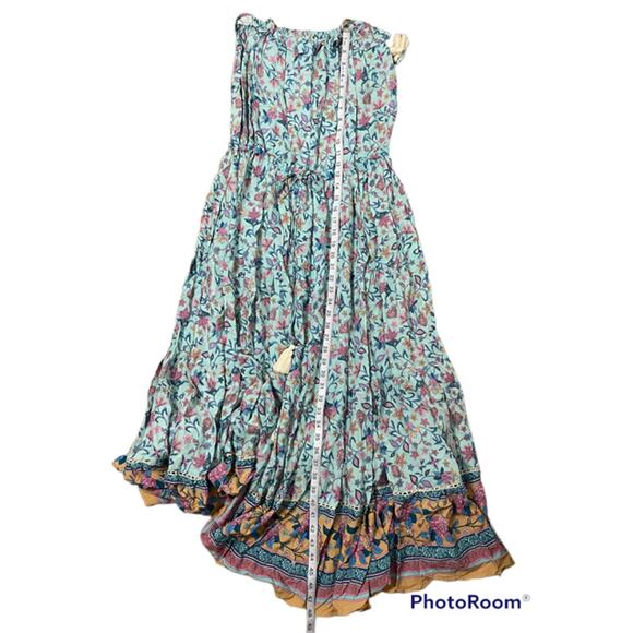 Saints & Hearts Midi Dress Womens Size L Floral Paisley Mixed Print Boho Flowy - Picture 6 of 15